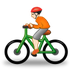 Cómo se ve el emoji Persona en bicicleta: tono de piel claro en Samsung.