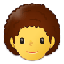 Bagaimana Person: Curly Hair emoji terlihat di Samsung.