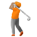 Cómo se ve el emoji Persona jugando al golf: tono de piel medio en Samsung.