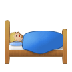 Cómo se ve el emoji Persona en la cama: tono de piel claro medio en Samsung.