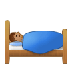 Cómo se ve el emoji Persona en la cama: tono de piel medio en Samsung.