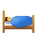 Cómo se ve el emoji Persona en la cama en Samsung.