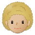 A quoi ressemblent les emoji Adulte : peau moyennement claire et cheveux bouclés sur Samsung.