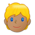 A quoi ressemblent les emoji Personne blonde: peau légèrement mate sur Samsung.