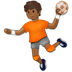 Bagaimana Person Playing Handball: Medium-Dark Skin Tone emoji terlihat di Samsung.