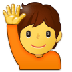 Bagaimana Person Raising Hand emoji terlihat di Samsung.