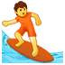 Bagaimana Person Surfing emoji terlihat di Samsung.