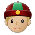 A quoi ressemblent les emoji Homme avec casquette chinoise: peau moyennement claire sur Samsung.