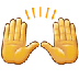 Bagaimana Raising Hands emoji terlihat di Samsung.