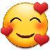 Cómo se ve el emoji Cara sonriendo con corazones en Samsung.