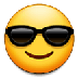 A quoi ressemblent les emoji Visage avec lunettes de soleil sur Samsung.