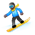 Cómo se ve el emoji Practicante de snowboard: tono de piel oscuro en Samsung.