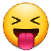 Bagaimana Squinting Face with Tongue emoji terlihat di Samsung.