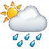 Como o emoji do Sol com chuva é exibido no Samsung.