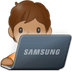 Como o emoji do Programador: pele morena é exibido no Samsung.