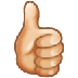 Bagaimana Thumbs Up: Light Skin Tone emoji terlihat di Samsung.