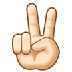 Bagaimana Victory Hand: Light Skin Tone emoji terlihat di Samsung.