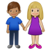 A quoi ressemblent les emoji Femme et homme se tenant la main: peau moyennement claire et peau légèrement mate sur Samsung.