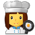 Cómo se ve el emoji Chef mujer en Samsung.