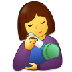 Como o emoji do Mulher alimentando bebê é exibido no Samsung.