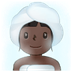 Bagaimana Woman in Steamy Room: Dark Skin Tone emoji terlihat di Samsung.