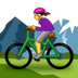 Bagaimana Woman Mountain Biking emoji terlihat di Samsung.