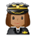 A quoi ressemblent les emoji Pilote femme: peau légèrement mate sur Samsung.