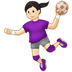 Cómo se ve el emoji Mujer jugando al balonmano: tono de piel claro en Samsung.