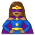 Como o emoji do Super-heroína: pele morena é exibido no Samsung.