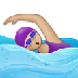 Bagaimana Woman Swimming: Medium-Light Skin Tone emoji terlihat di Samsung.