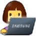 Cómo se ve el emoji Profesional de la tecnología mujer en Samsung.