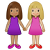 A quoi ressemblent les emoji Deux femmes se tenant la main: peau légèrement mate et peau moyennement claire sur Samsung.