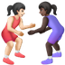 איך נשים מתאבקות: גוון עור בהיר, גוון עור כהה emoji נראה על Samsung.