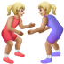 איך נשים מתאבקות: גוון עור בהיר בינוני emoji נראה על Samsung.
