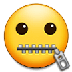 Bagaimana Zipper-Mouth Face emoji terlihat di Samsung.