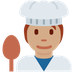 Como o emoji do Chef de cozinha: pele morena é exibido no Twitter.