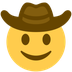 Cómo se ve el emoji Cara con sombrero de vaquero en Twitter.