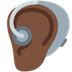 How Ear with Hearing Aid: Dark Skin Tone emoji looks on Twitter.