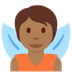 Como o emoji do Fada: pele morena escura é exibido no Twitter.