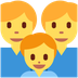 Cómo se ve el emoji Familia: hombre, hombre, niño en Twitter.