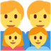 How Family: Man, Man, Girl, Boy emoji looks on Twitter.