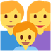 Como o emoji do Família: homem, mulher e menino é exibido no Twitter.