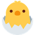 Como o emoji do Pintinho chocando é exibido no Twitter.