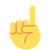 Wie Nach oben weisender Zeigefinger von vorne Emoji auf Twitter aussieht.