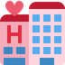 Cómo se ve el emoji Hotel del amor en Twitter.