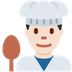 Como o emoji do Cozinheiro: pele clara é exibido no Twitter.