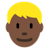 How Man: Dark Skin Tone, Blond Hair emoji looks on Twitter.