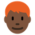 How Man: Dark Skin Tone, Red Hair emoji looks on Twitter.