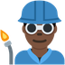 How Man Factory Worker: Dark Skin Tone emoji looks on Twitter.