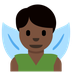 How Man Fairy: Dark Skin Tone emoji looks on Twitter.